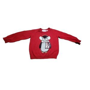 Christmas holiday winter festive penguin sequin long sleeve red baby size 12-18m